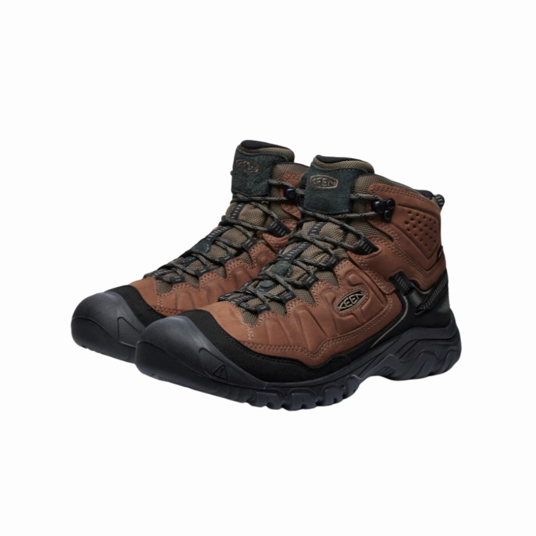 Men's Targhee IV Mid Waterproof - Bison/Black (Regular Width) Cushioned Insole Outdoor Adventure