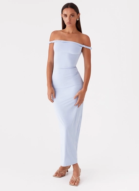 Classic A-line design Arabella Twist Shoulder Maxi Dress - Blue