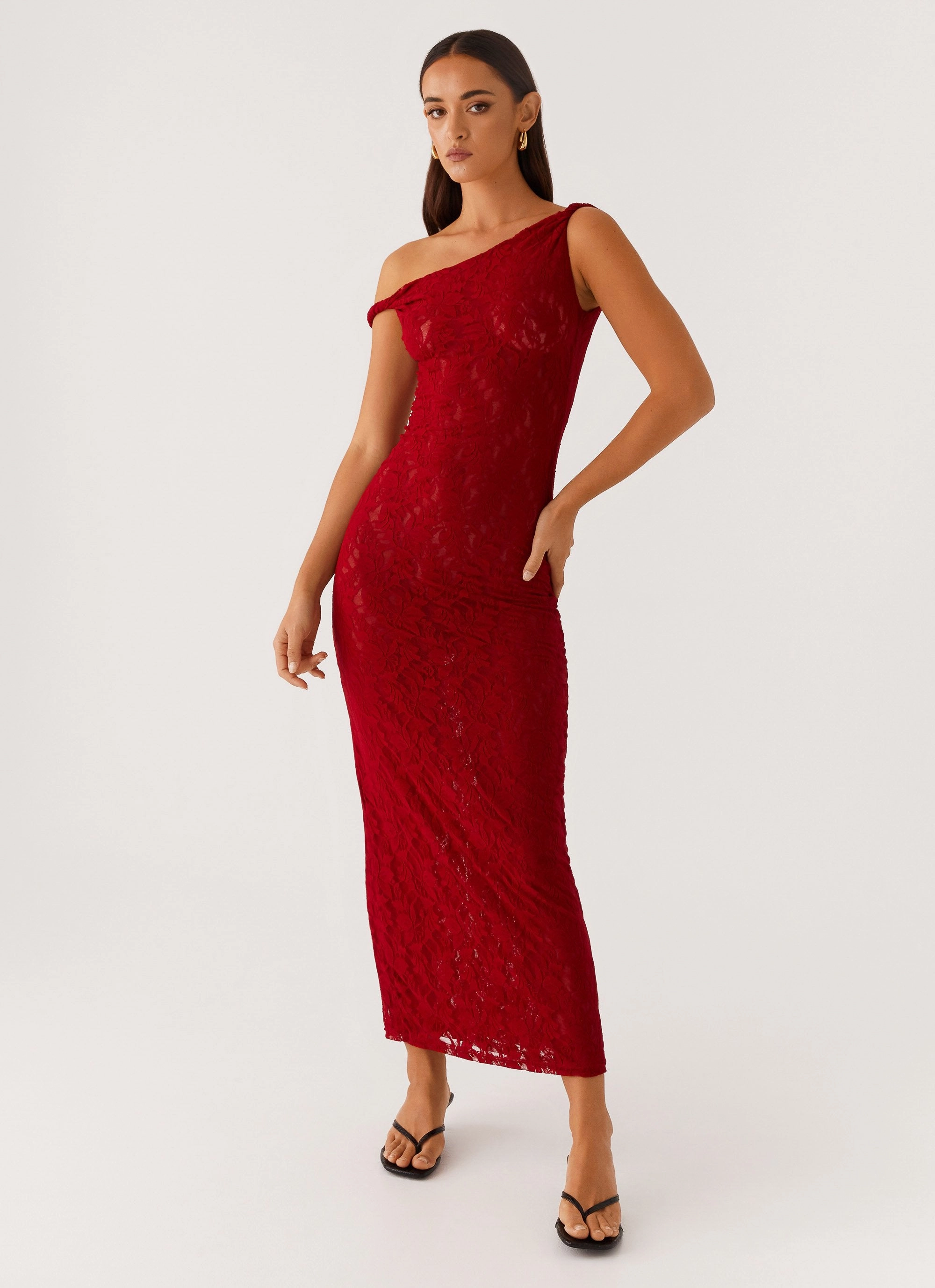 Soft Structure Arabella Twist Shoulder Maxi Dress - Maroon