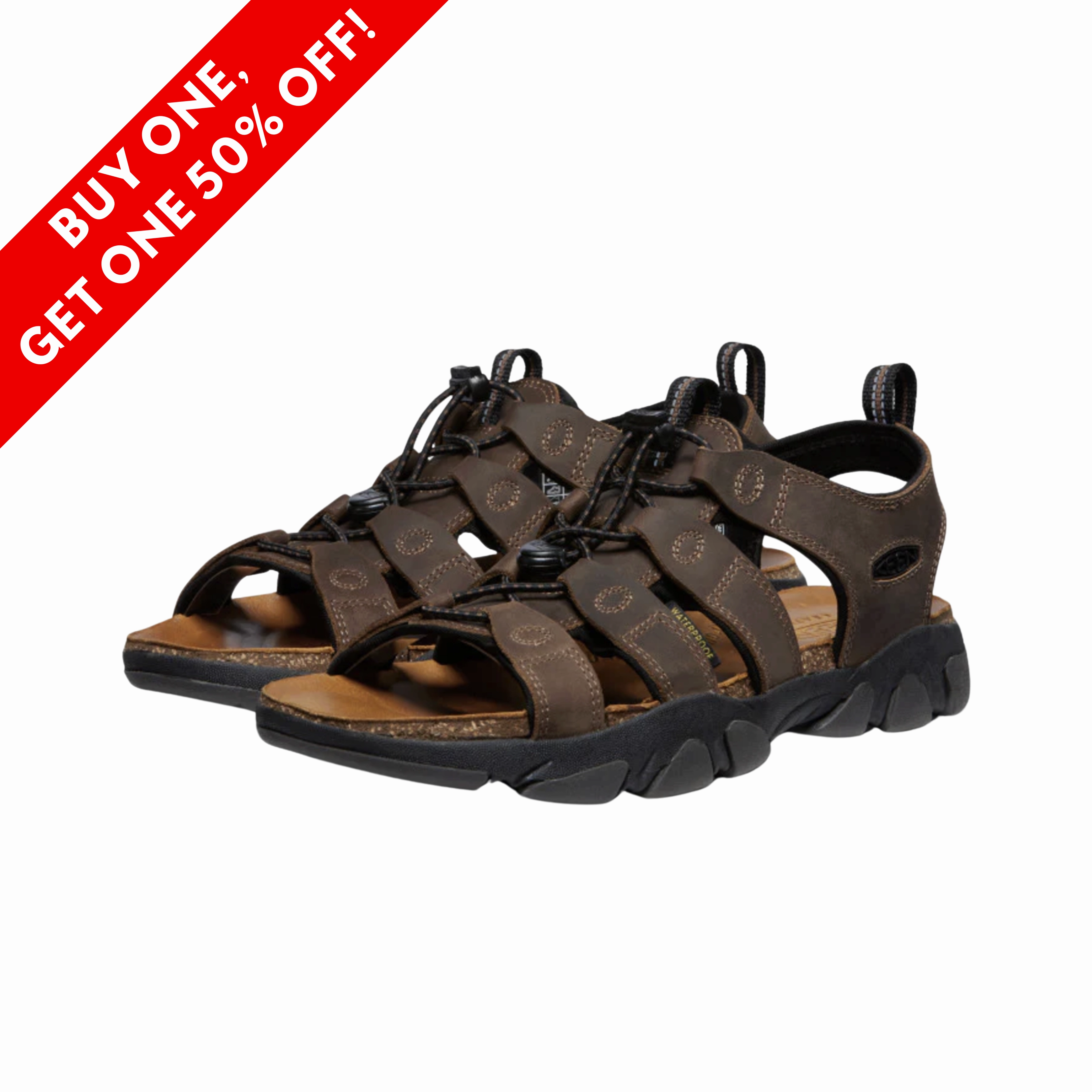 Men's Daytona II Sandal - Bison/Black (Regular Width) Lightweight Base