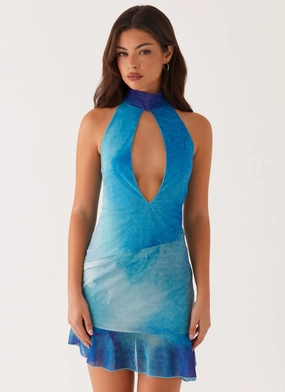 Fresh Combo Flattering Cut Wear Arlo Mini Dress - Blue Tie Dye