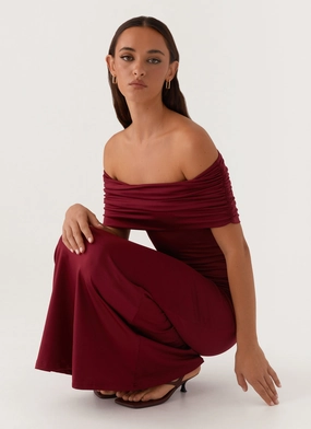 Maude Maxi Dress - Maroon Linen-Blend
