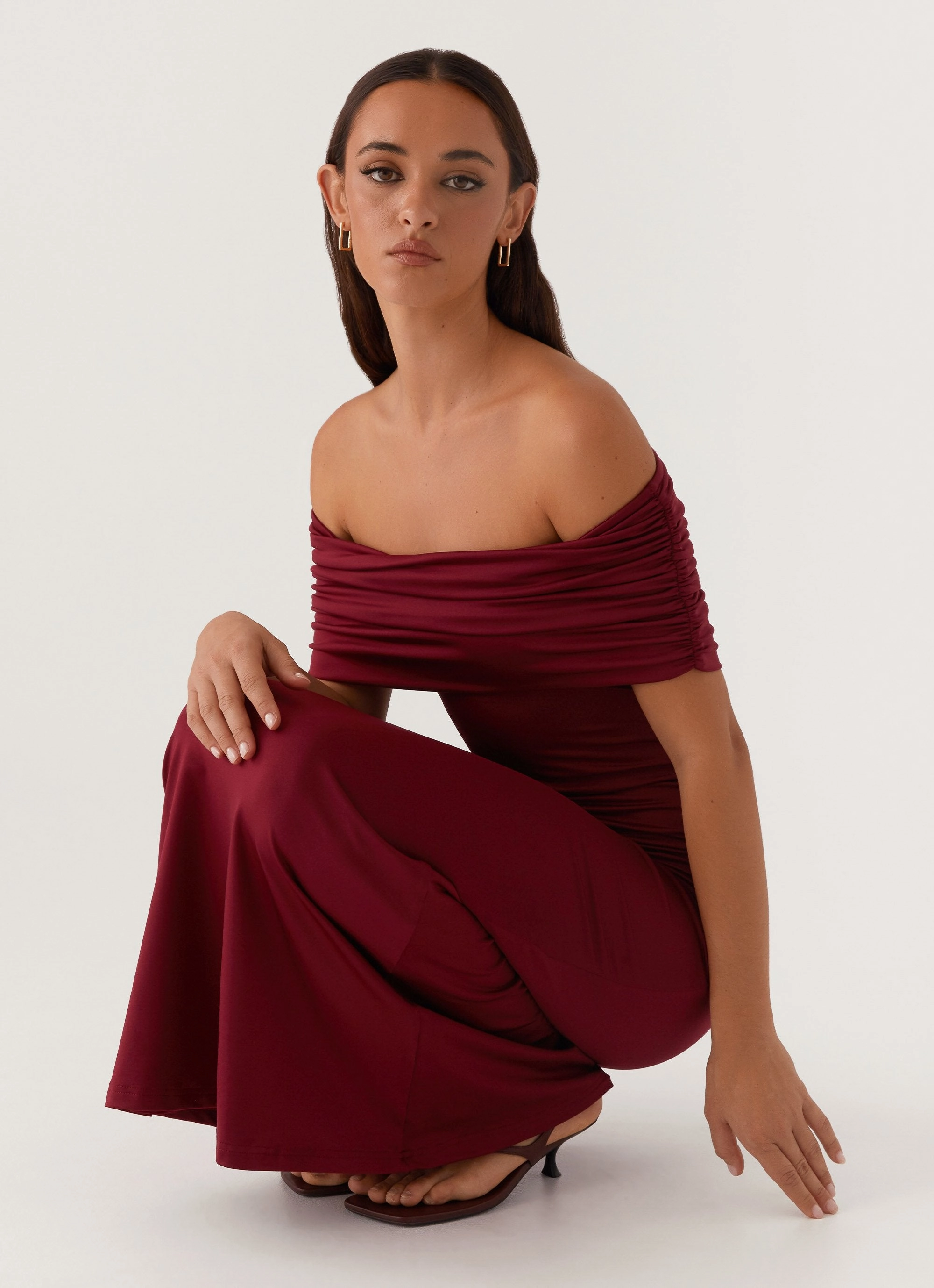 Maude Maxi Dress - Maroon Linen-Blend