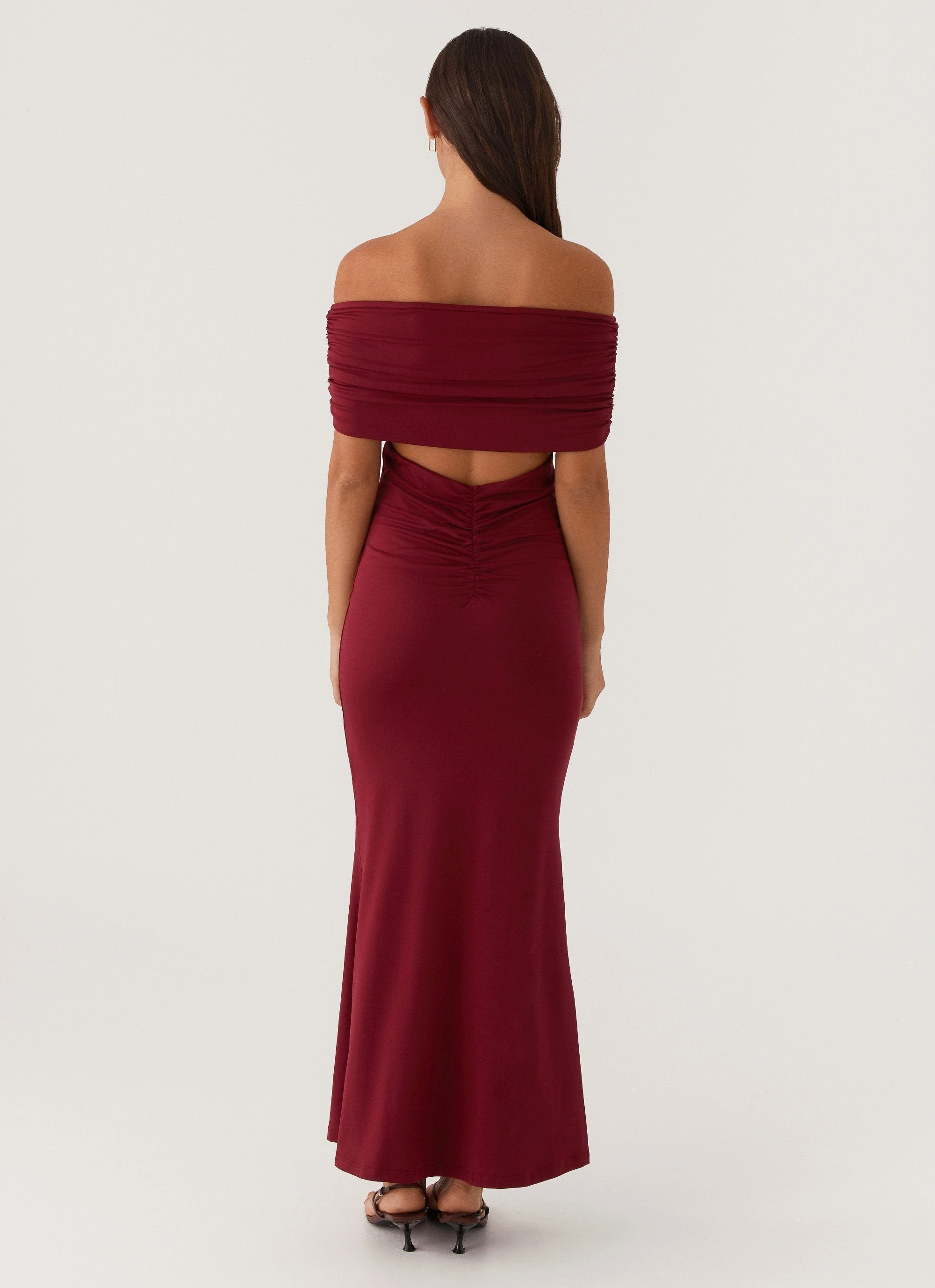 Flared shape SmoothEdgeFinish Maude Maxi Dress - Maroon