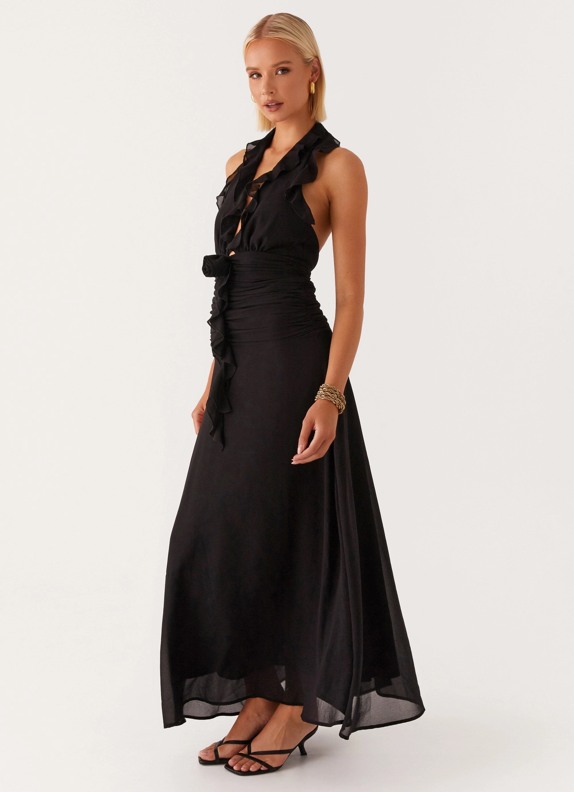 What You Need Frill Maxi Dress - Black Daytime Look