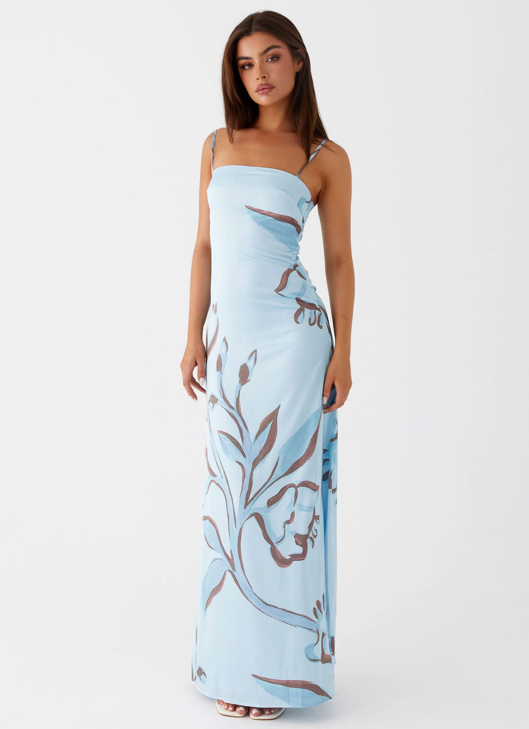 Aster Bloom Maxi Dress - Blue Floral Breezy Style