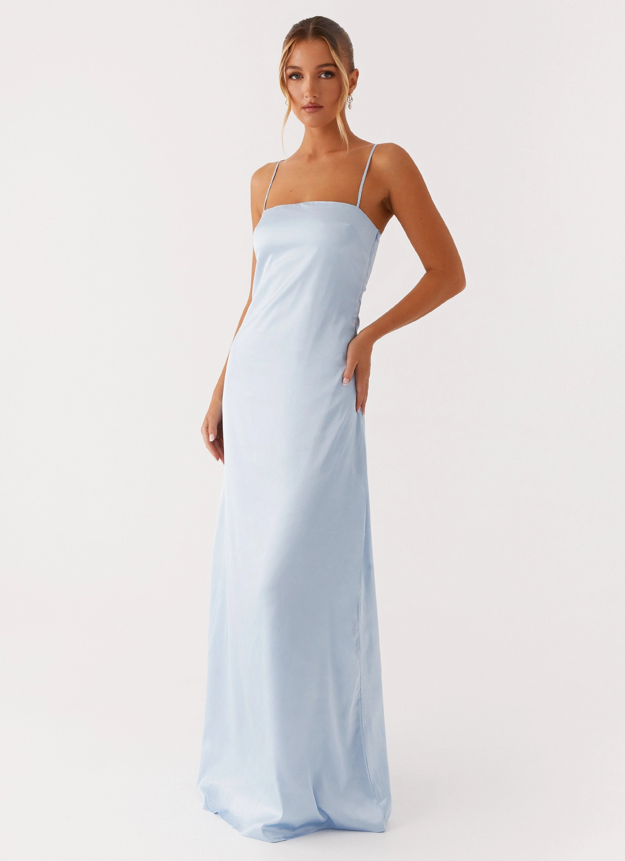 Aster Bloom Maxi Dress - Blue Wool-Blend