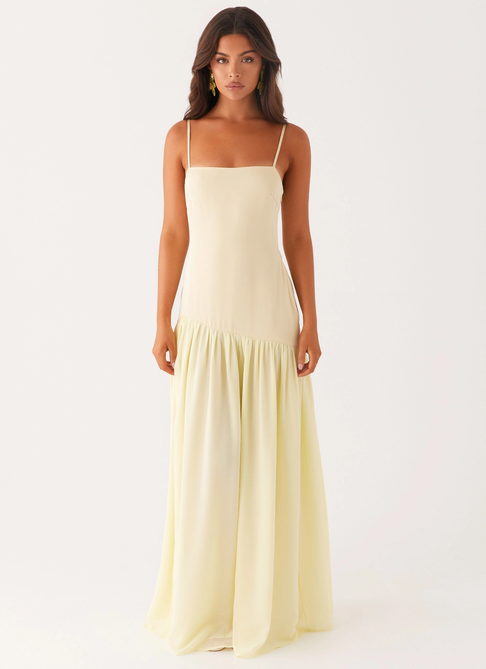 Sleek Layer Calm Drape Asteria Maxi Dress - Yellow