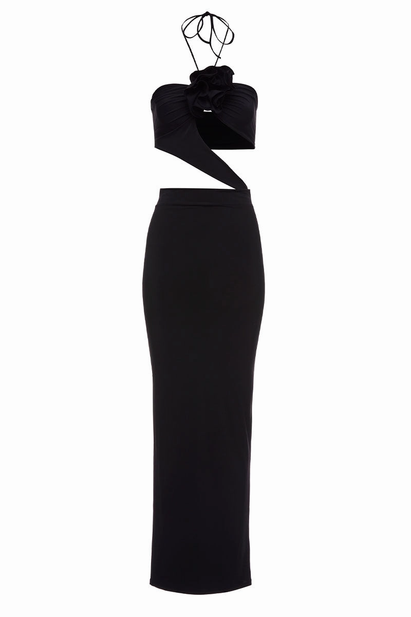 Perfect Fit Look Soft Touch Asymmetrical Cutout Maxi Dress