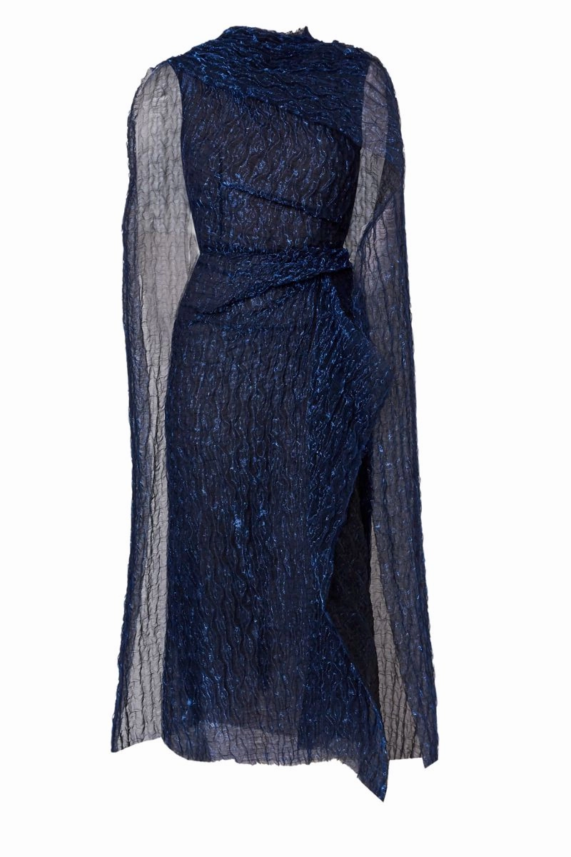 Soft Motion Street Edge Asymmetrical Draped Midi Dress