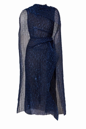 Asymmetrical Draped Midi Dress Elegant evening wear