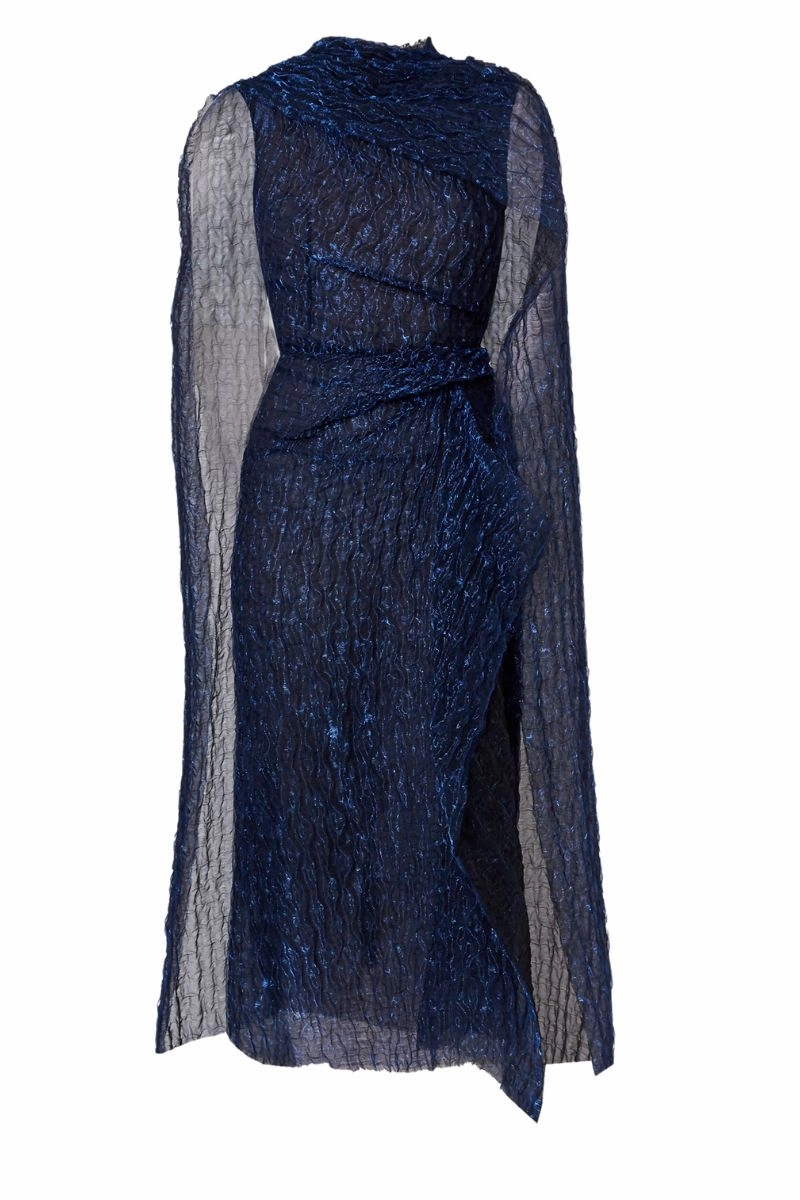 Casual day-to-night piece Asymmetrical Draped Midi Dress