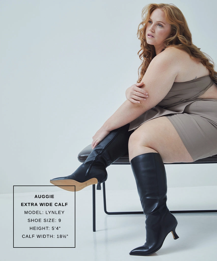 Slip Resistant Daily Walks Nordic Calm AUGGIE EXTRA WIDE CALF BOOTS BLACK LEATHER