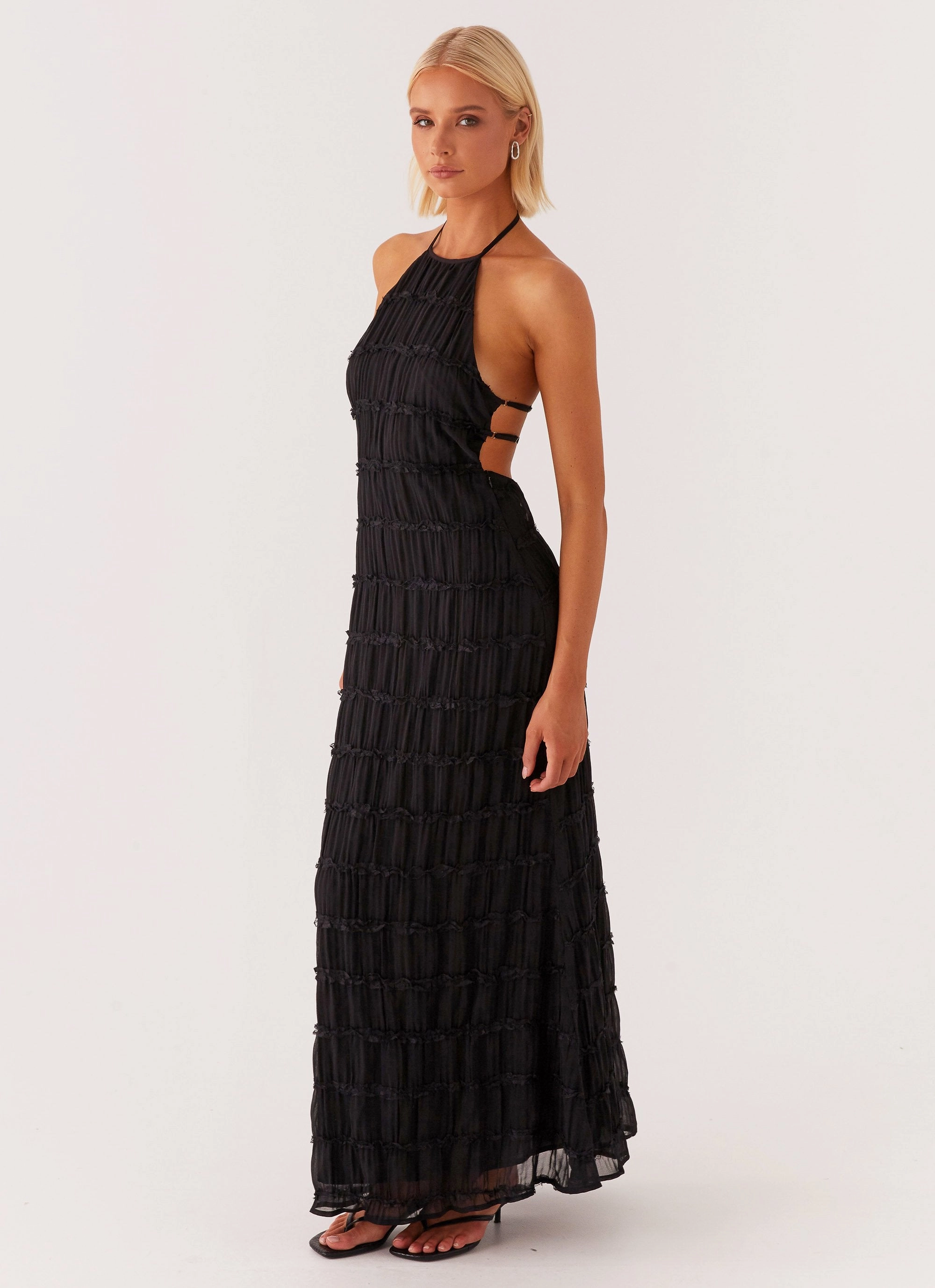 Tiered Skirt Aullie Maxi Dress - Black