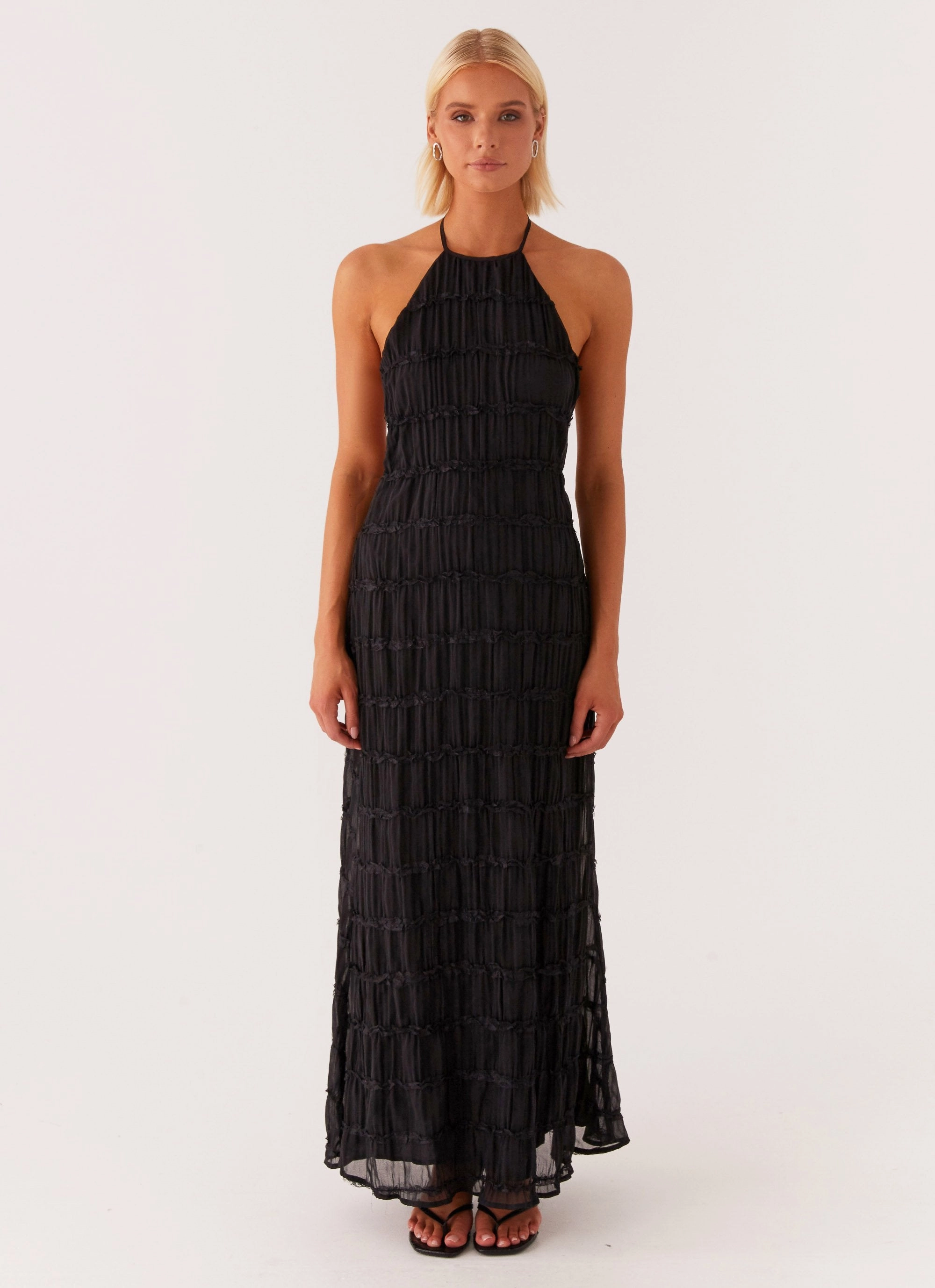 Aullie Maxi Dress - Black Flowing Texture OdorControlTreatment