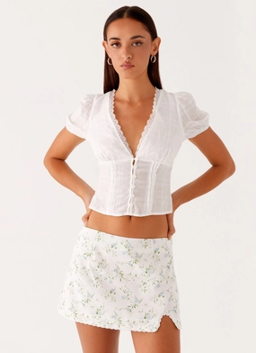 Disconnect Mini Skirt - Vintage Ditsy Floral Stylish Vibe Easy Motion