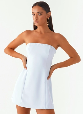 Ayanna Strapless Mini Dress - Blue Light Aesthetic Edgy Look