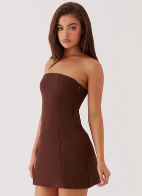 Fashion Essential Contrast-Panel Ayanna Strapless Mini Dress - Chocolate