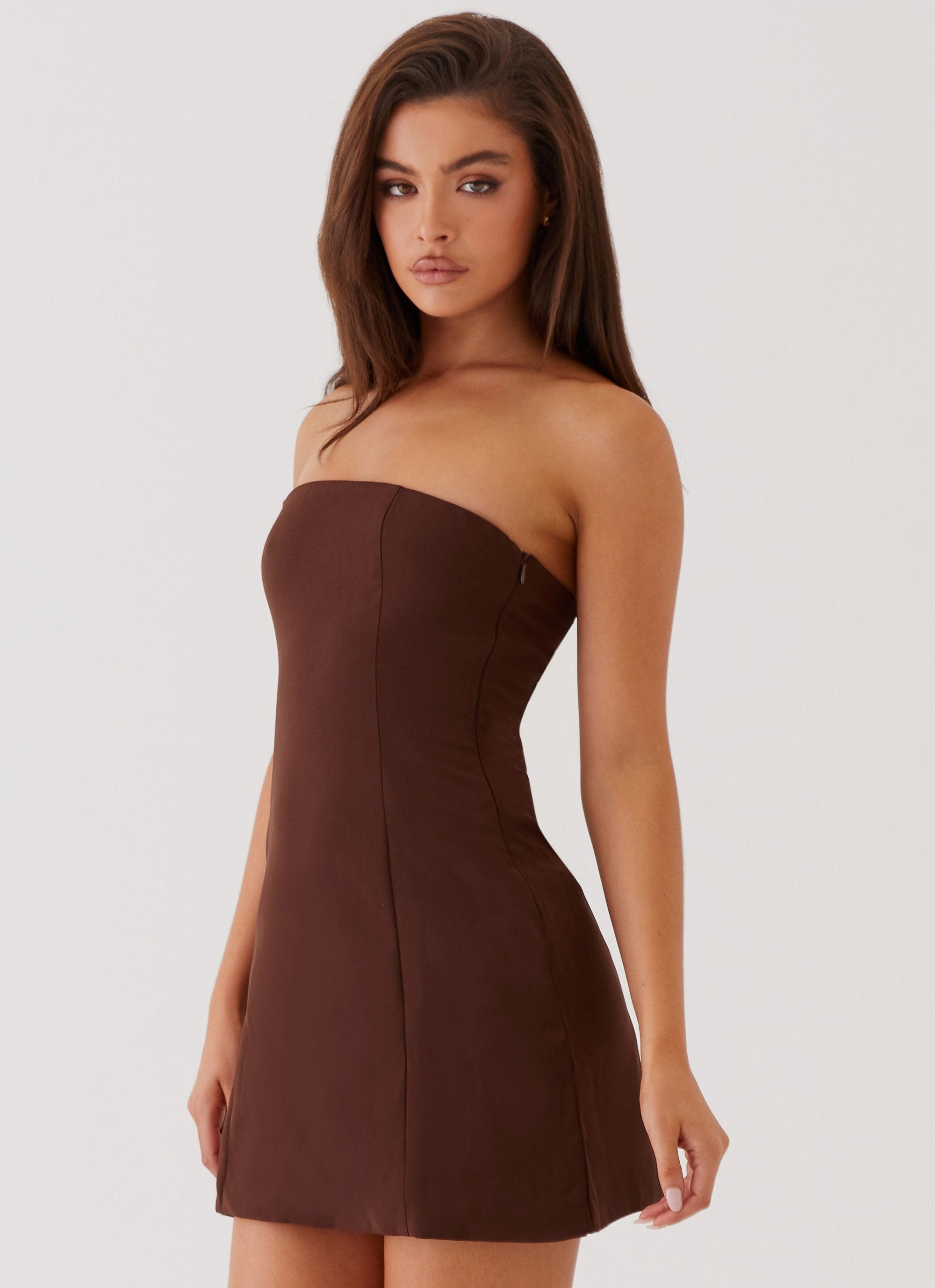 Fashion Essential Contrast-Panel Ayanna Strapless Mini Dress - Chocolate