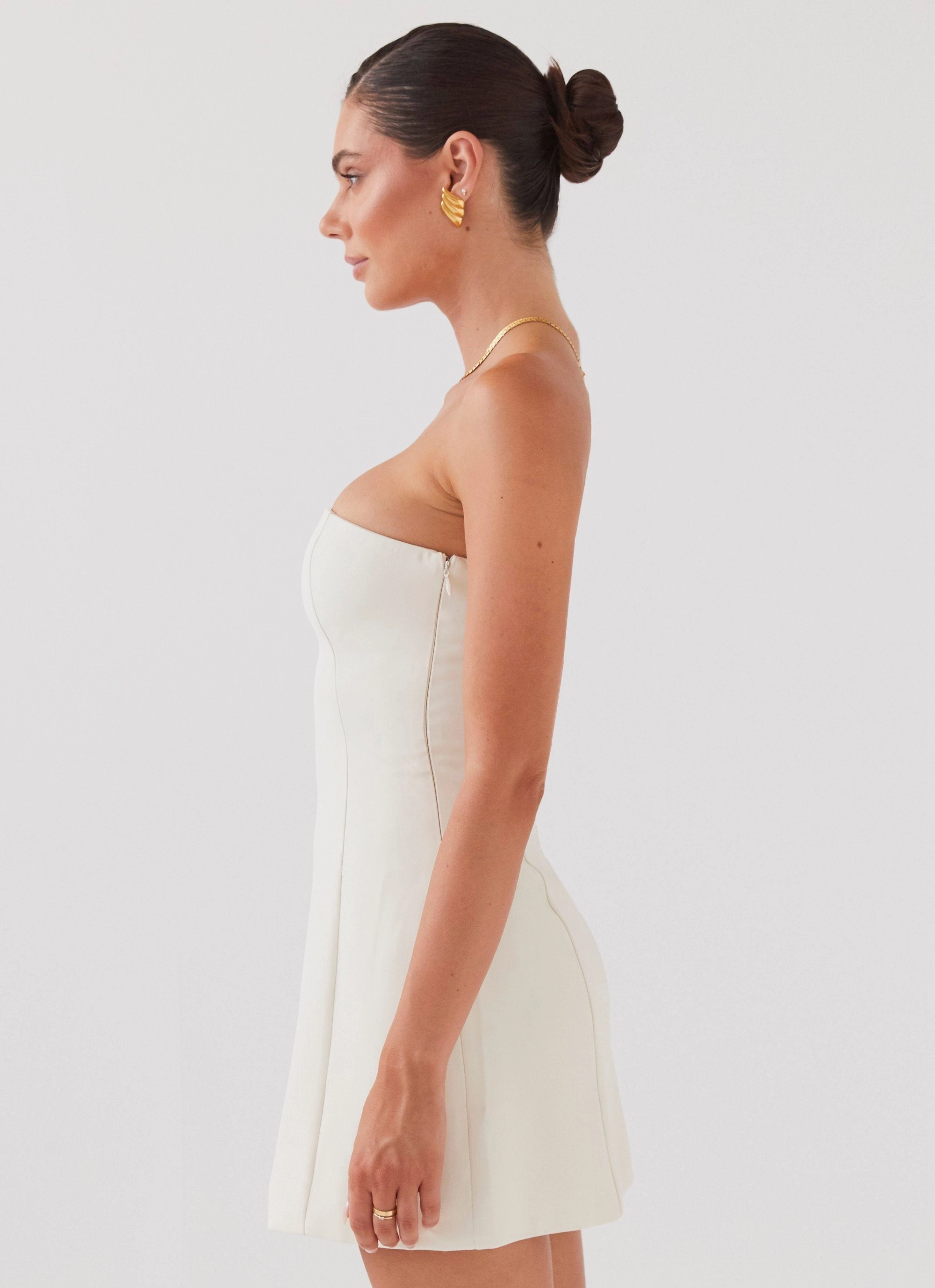 Fashionable And Functional Ayanna Strapless Mini Dress - Ivory