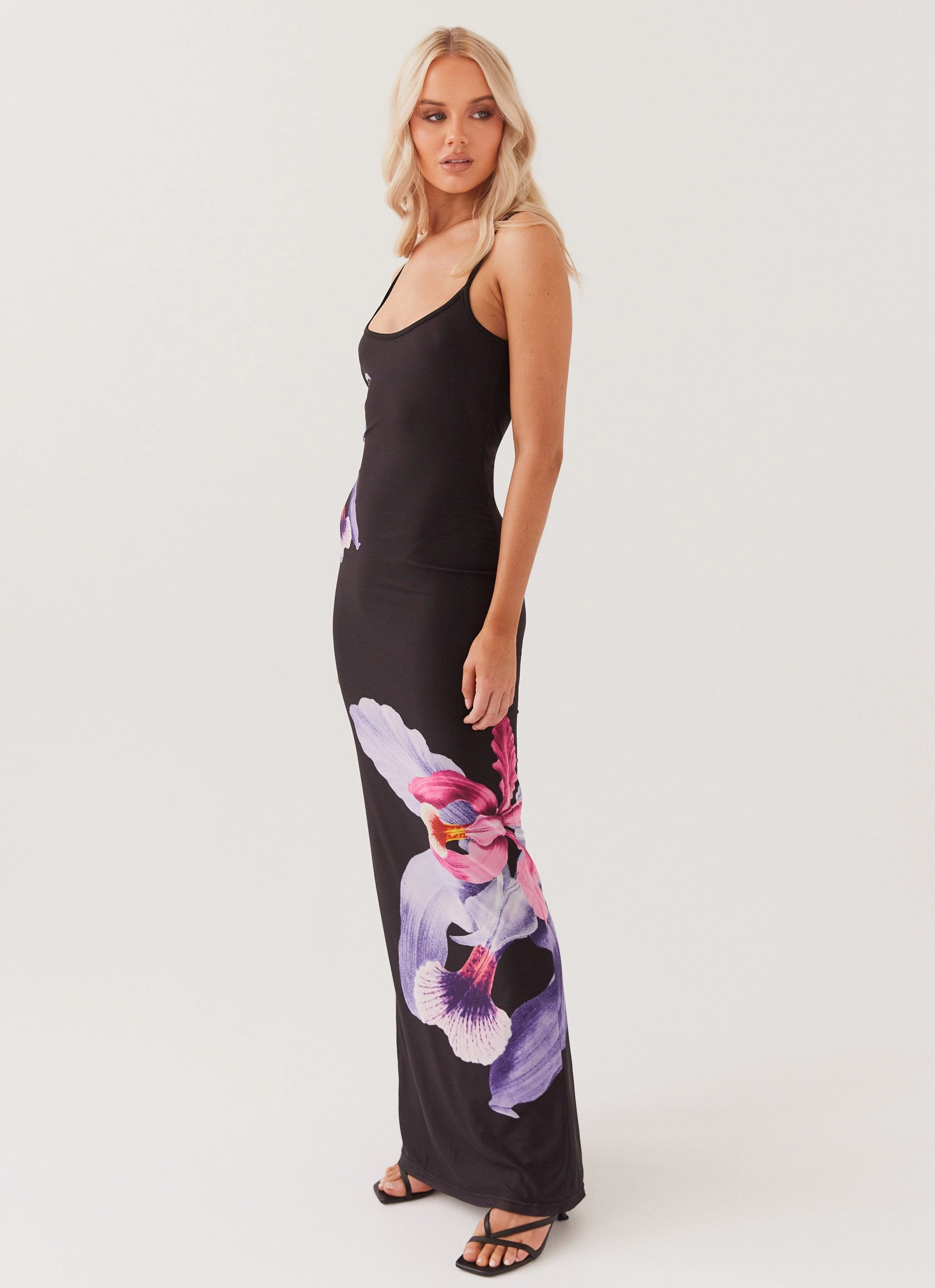 Open-back Bad News Mesh Maxi Dress - Black Tulip