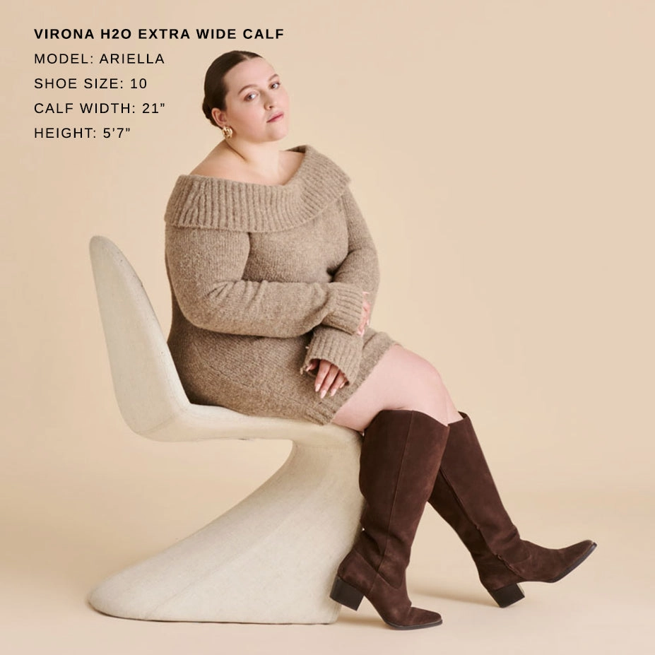 Premium Support Breathable Mountain Climber VIRONA H2O EXTRA WIDE CALF BOOTS DK BROWN SUEDE