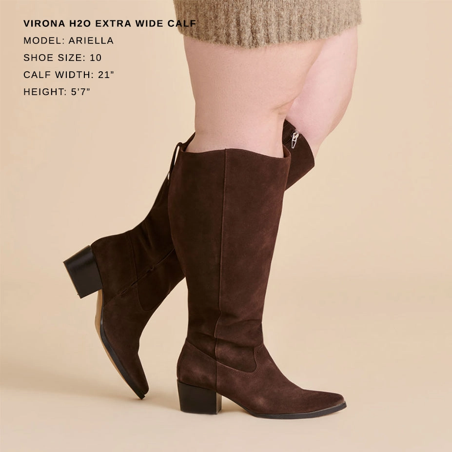 VIRONA H2O EXTRA WIDE CALF BOOTS DK BROWN SUEDE Quick Fit