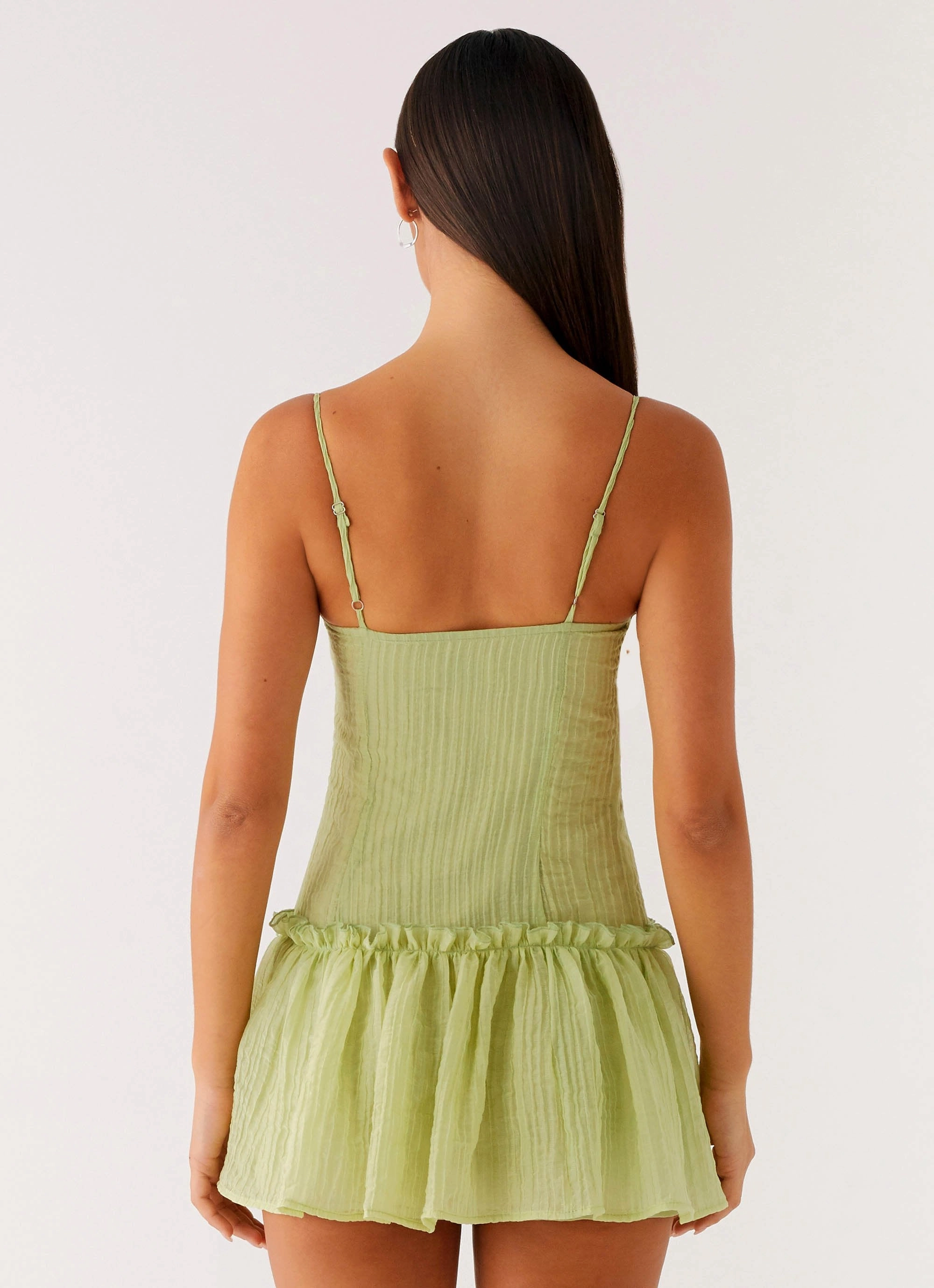Bambini Mini Dress - Green Calm Texture Subtle Flow