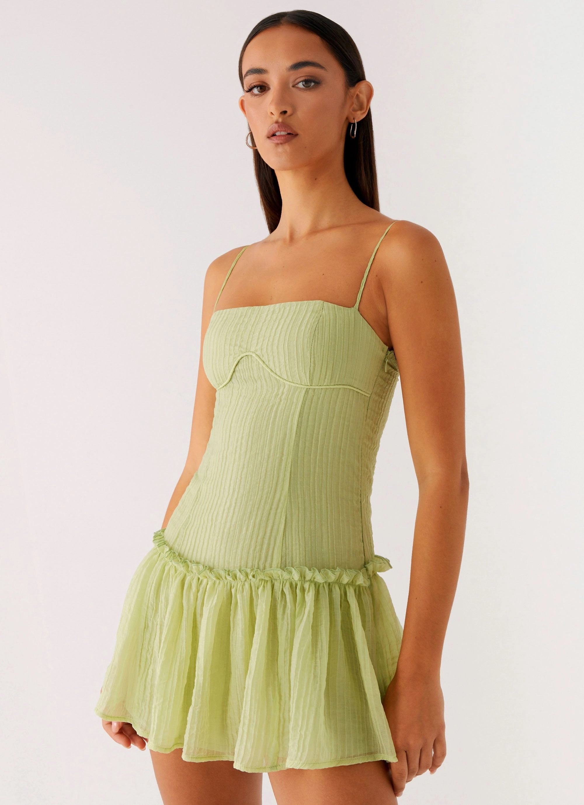 Bambini Mini Dress - Green Comfy and Chic Natural Flow