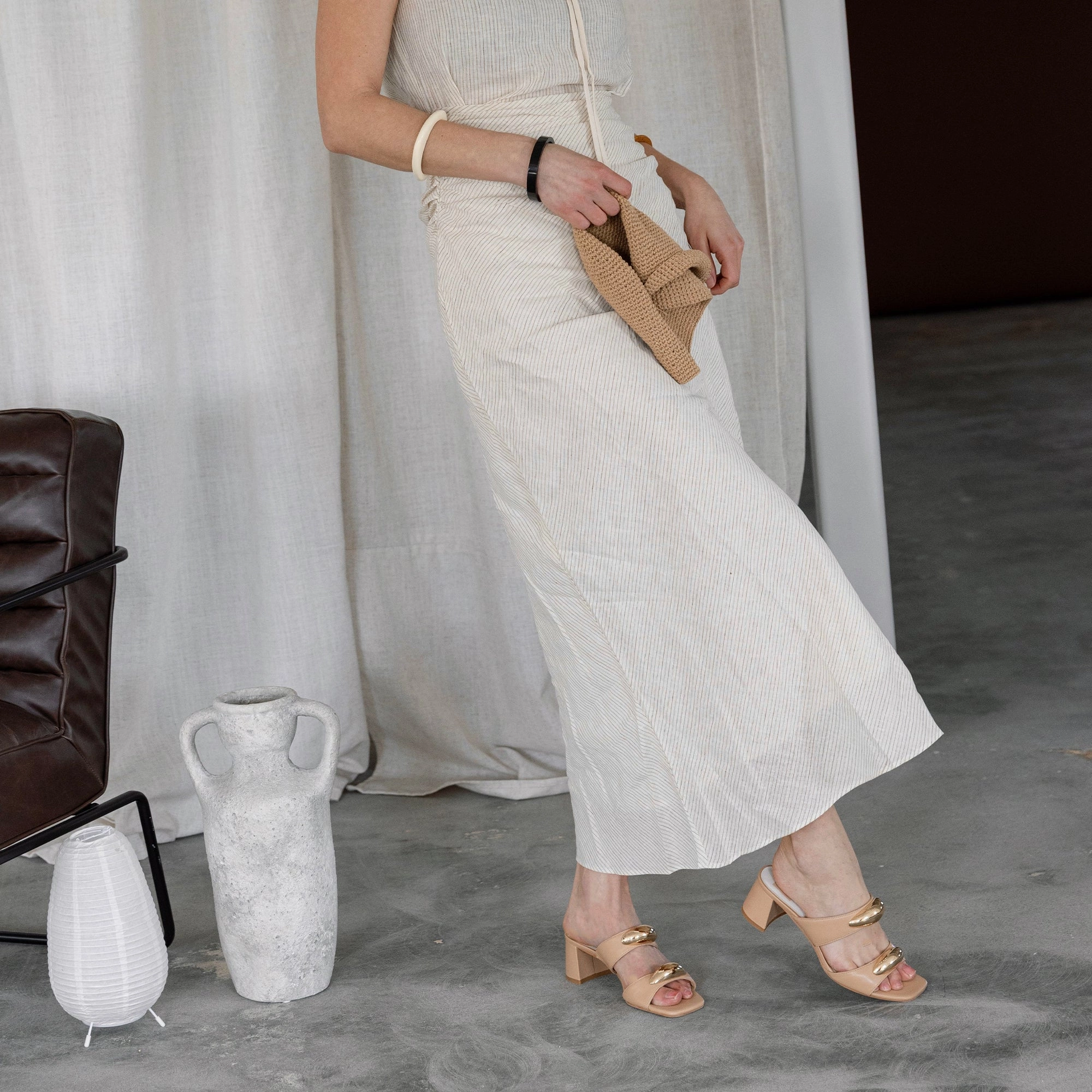 Summer Sandals Trendy Comfort BARNET HEELS LIGHT TAN LEATHER