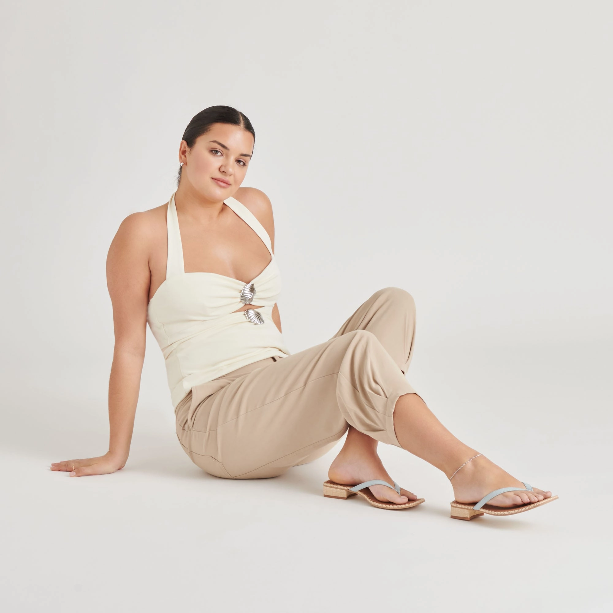 French Touch Minimalist Style BARTY SANDALS ICE BLUE LEATHER