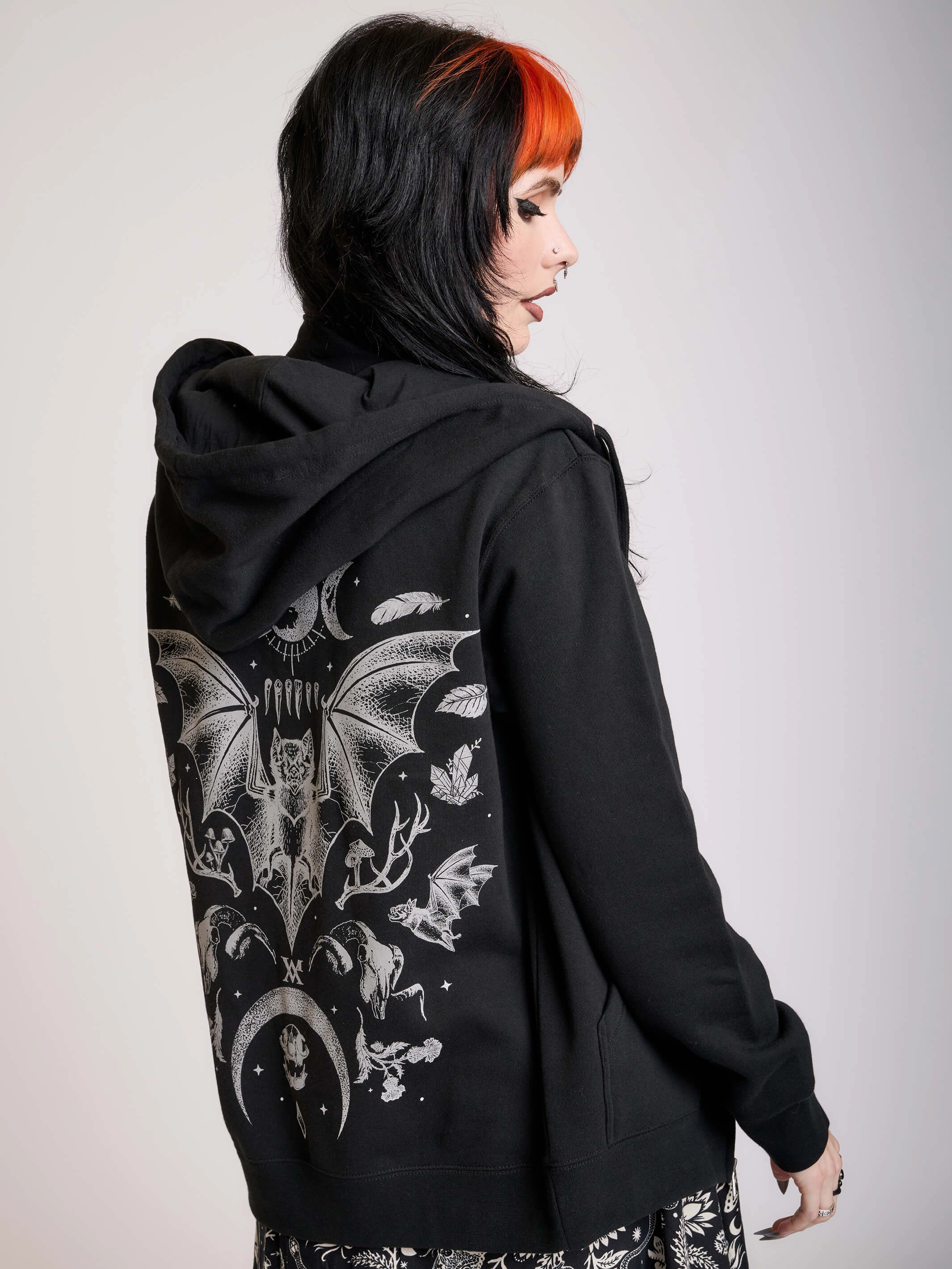Bats in the Belfry Zip Up Hoodie Neutral Mountainous area