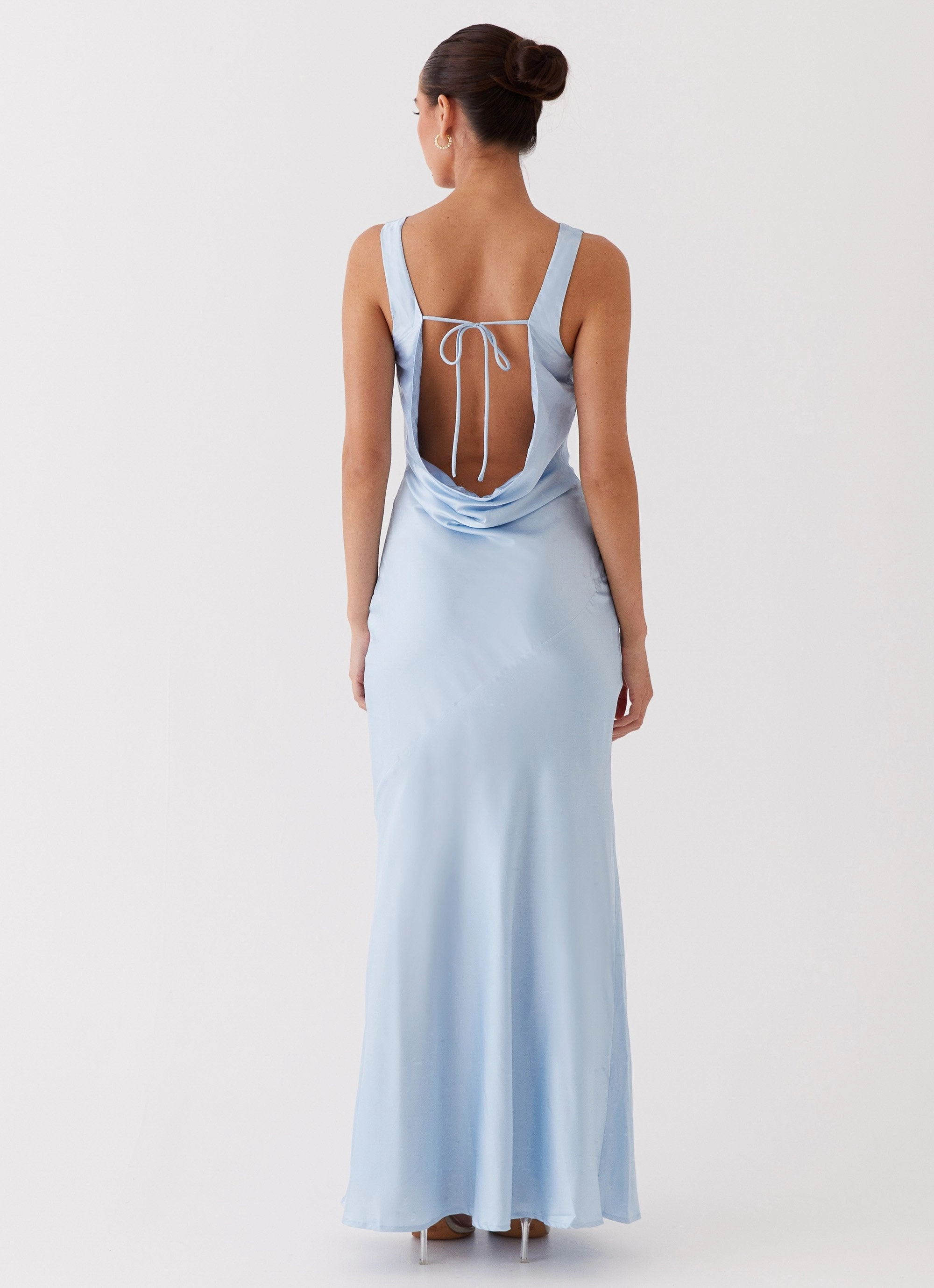 Be Mine Satin Maxi Dress - Blue Lace-Edge Inner Feel