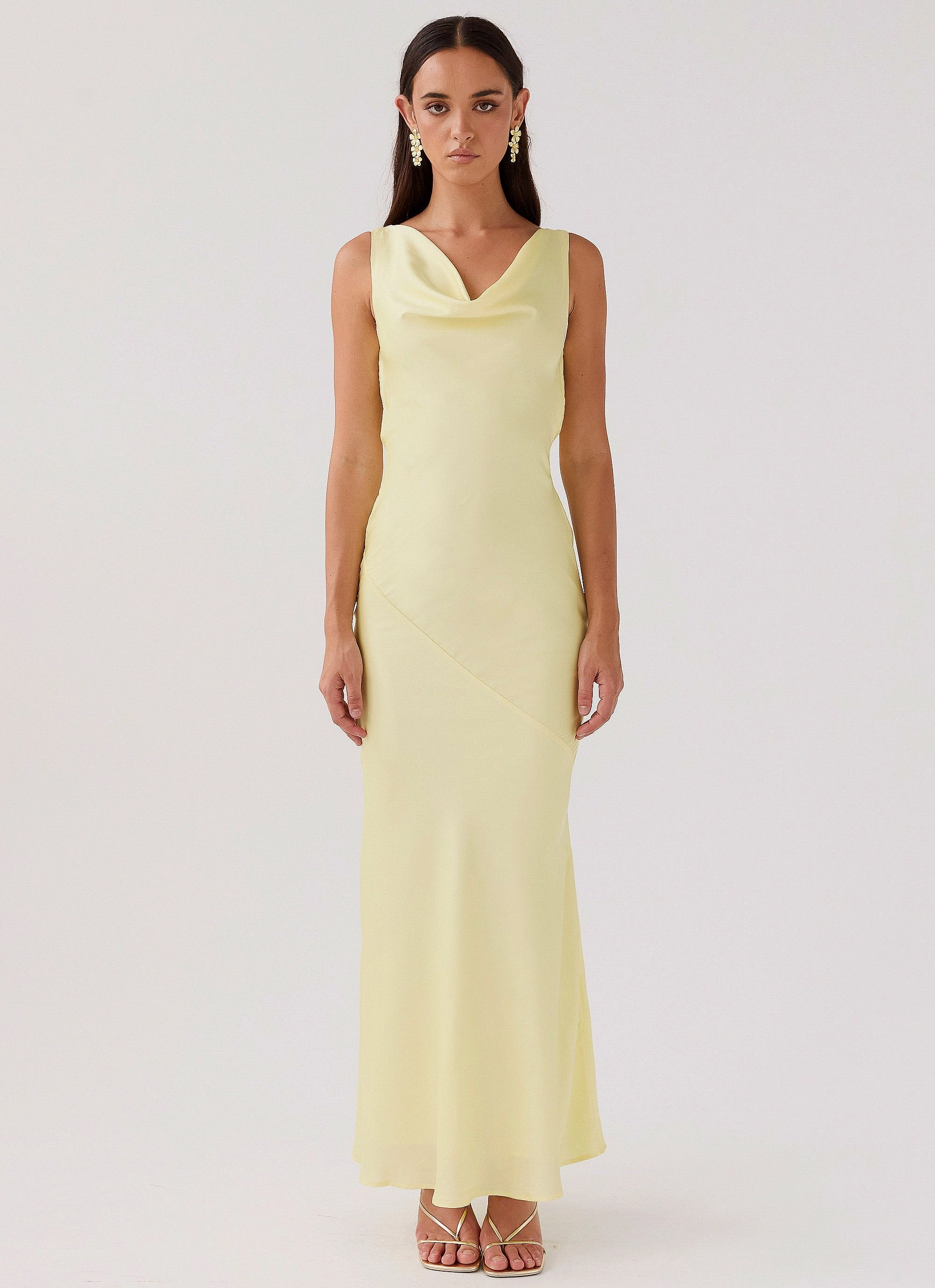 Date Ready Be Mine Satin Maxi Dress - Canary