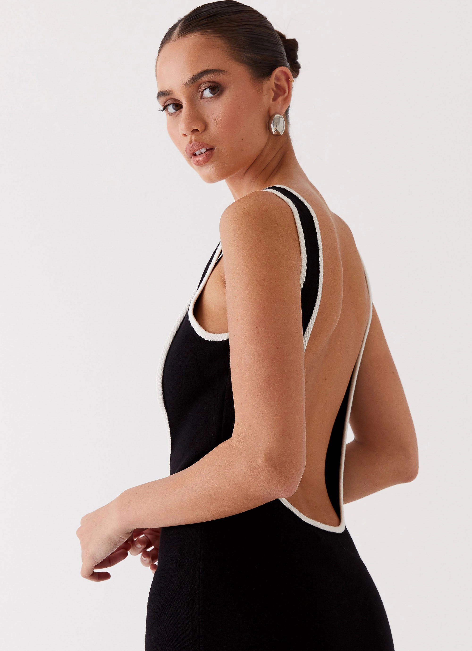 Bow Soft Hot Now Lost In Paris Knit Maxi Dress - Black