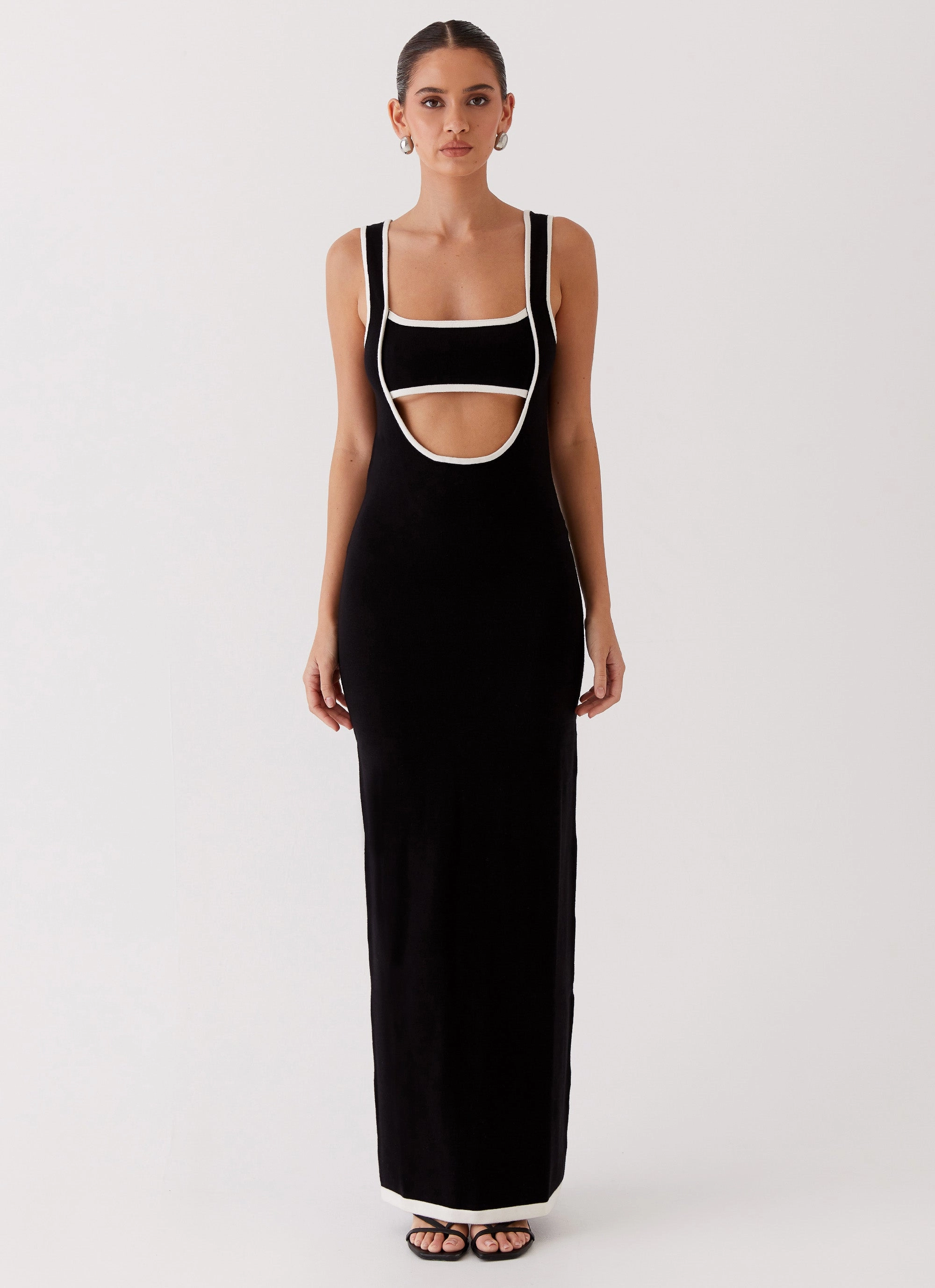 Snap-Closure Lost In Paris Knit Maxi Dress - Black