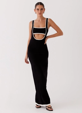 Shimmer-Finish Lost In Paris Knit Maxi Dress - Black