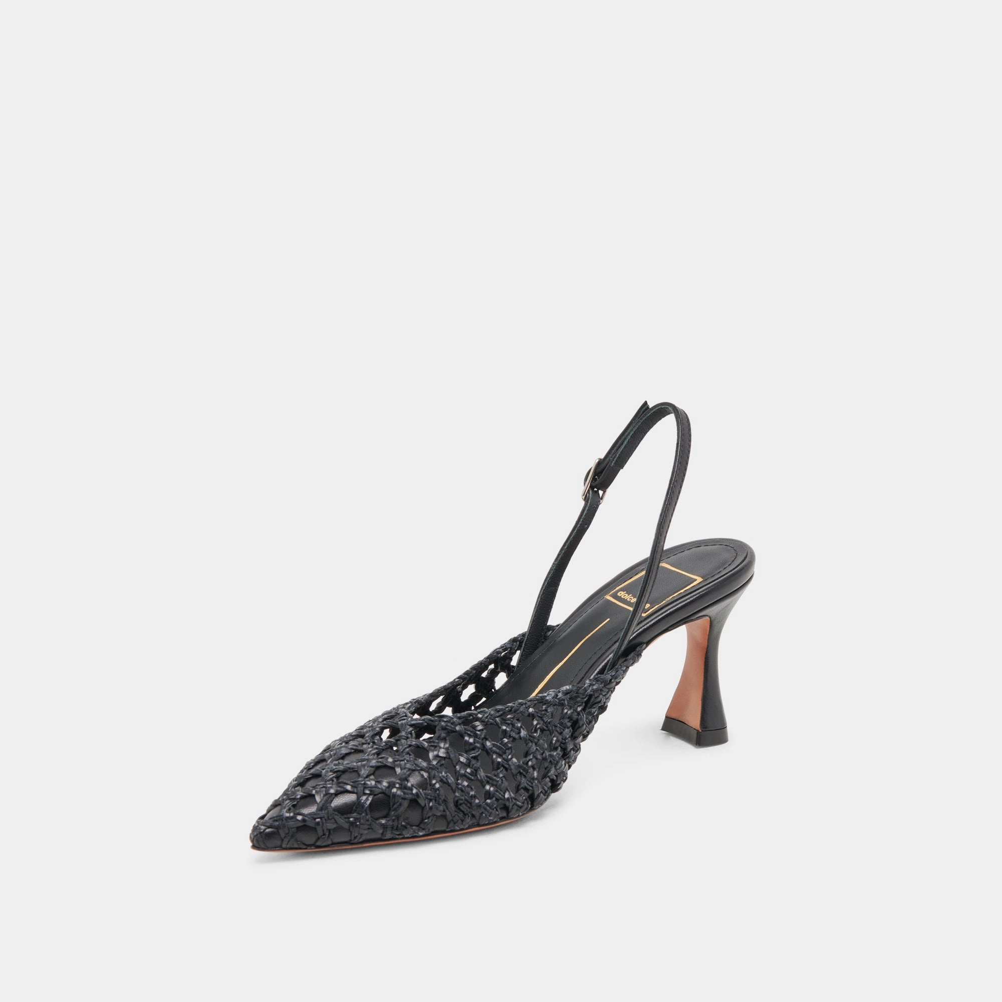 GLORIA HEELS BLACK WOVEN Beach Glam Sculpted Design