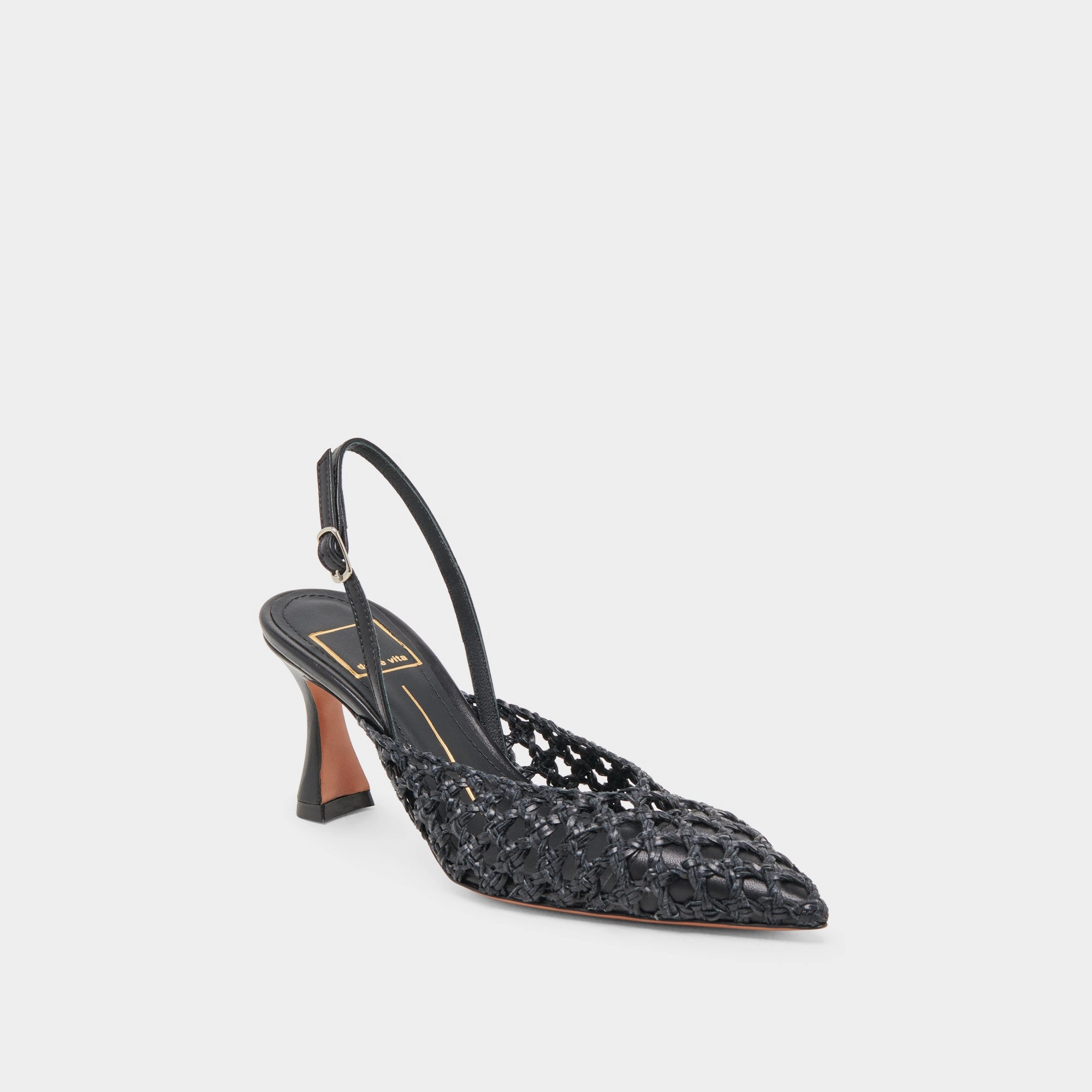 GLORIA HEELS BLACK WOVEN Easy Fit