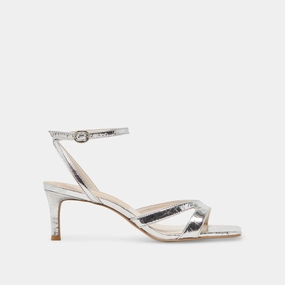 BECKI HEELS SILVER DISTRESSED LEATHER Trendy Sandals