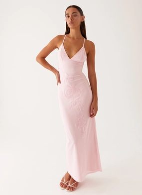 Gift-Worthy Beki Beaded Mesh Maxi Dress - Pink
