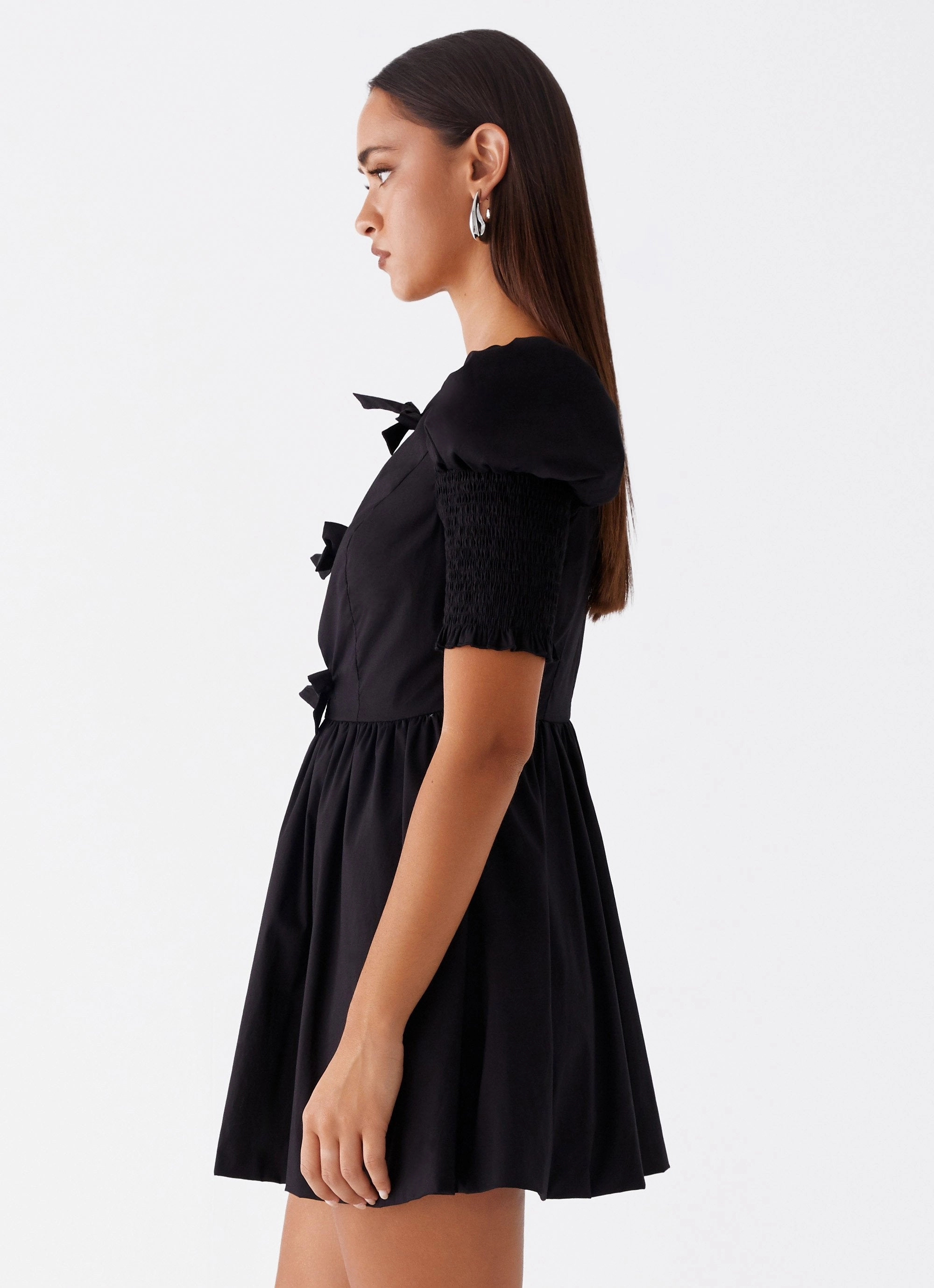 Leonie Tie Front Mini Dress - Black Everyday Movement