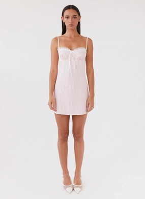 Bellissima Bustier Mini Dress - Pink Gingham Timeless Fashion