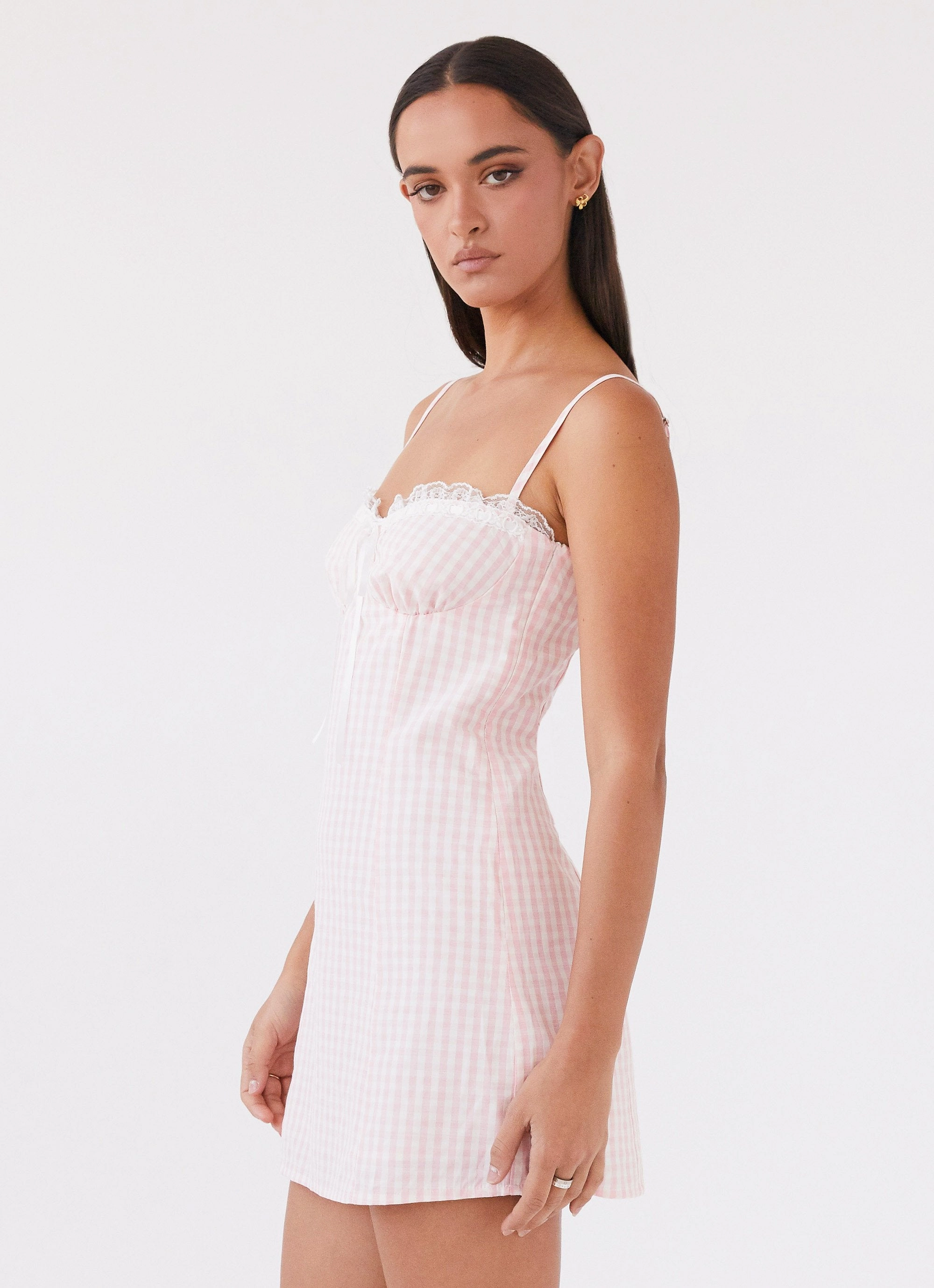Bellissima Bustier Mini Dress - Pink Gingham Flattering Wearable