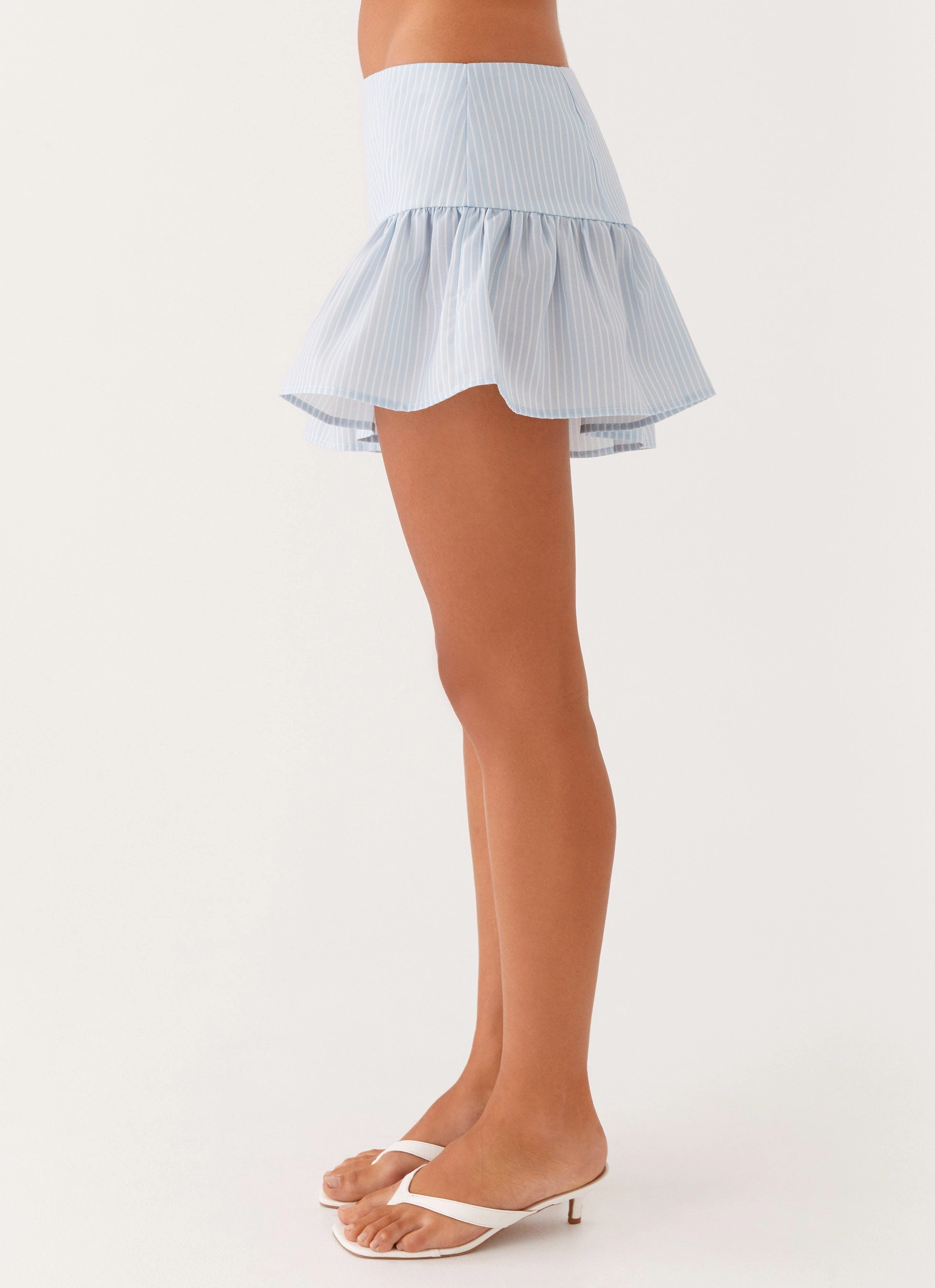 Bennett Mini Skirt - Blue White Stripe Contemporary Mood