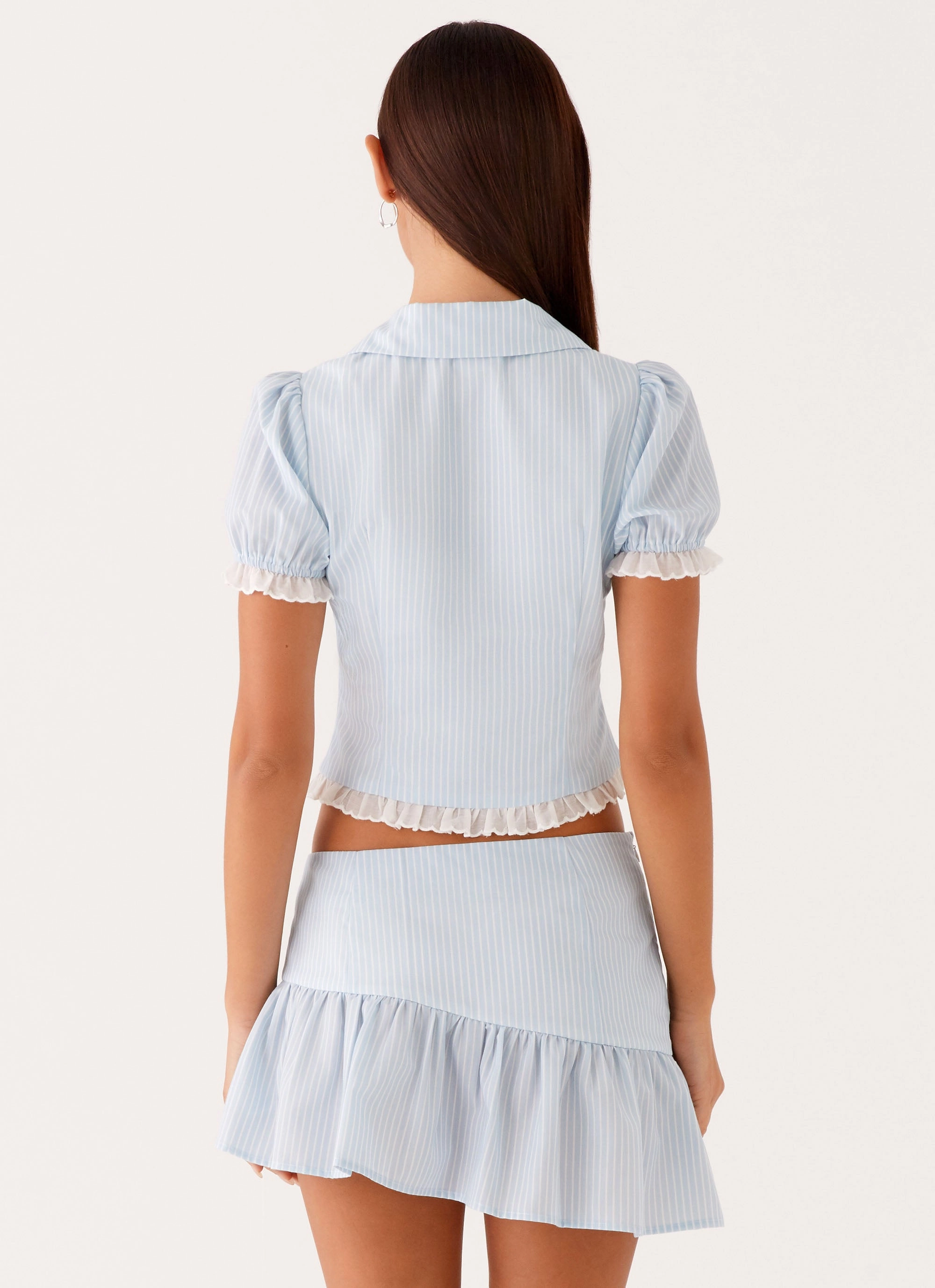Cozy Movement Classic Appeal Bennett Mini Skirt - Blue White Stripe