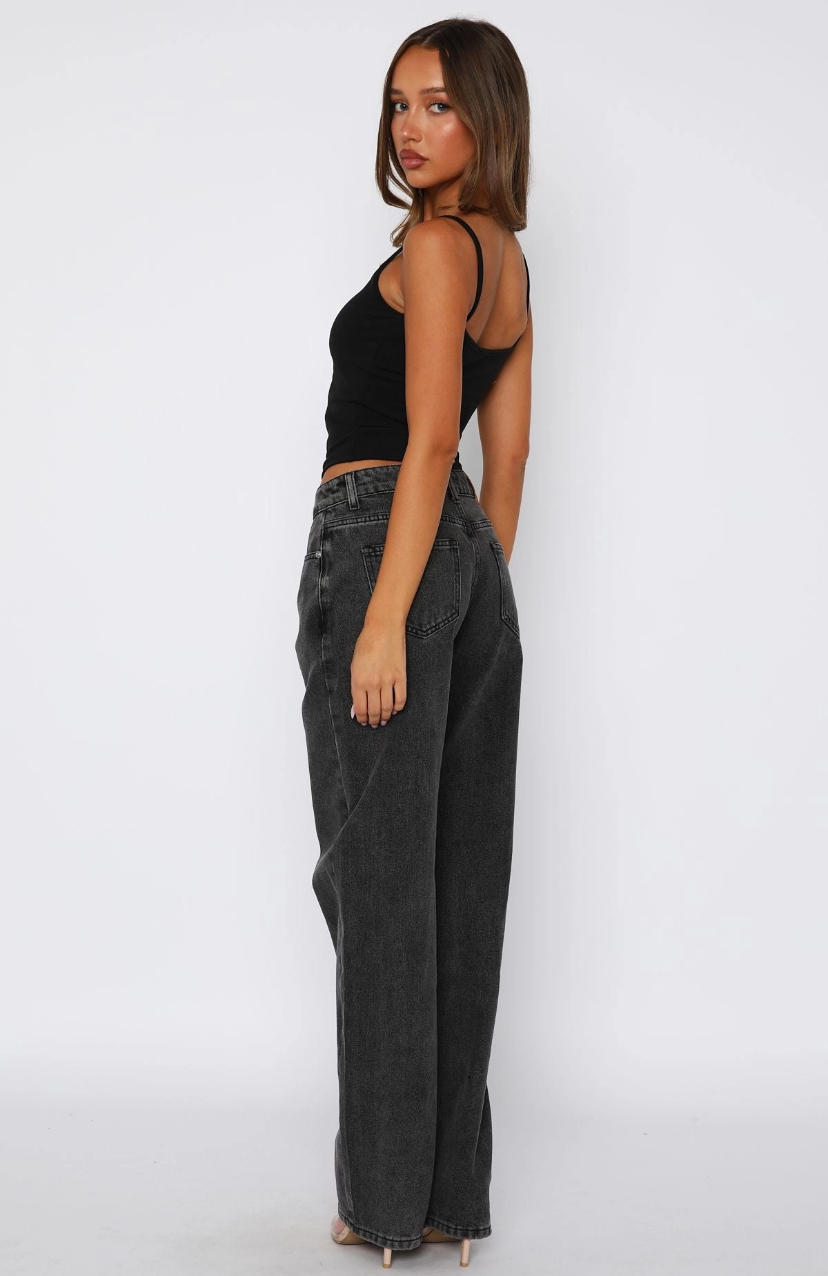 Organic Cotton Bethany Mid Rise Straight Leg Jeans Black Acid