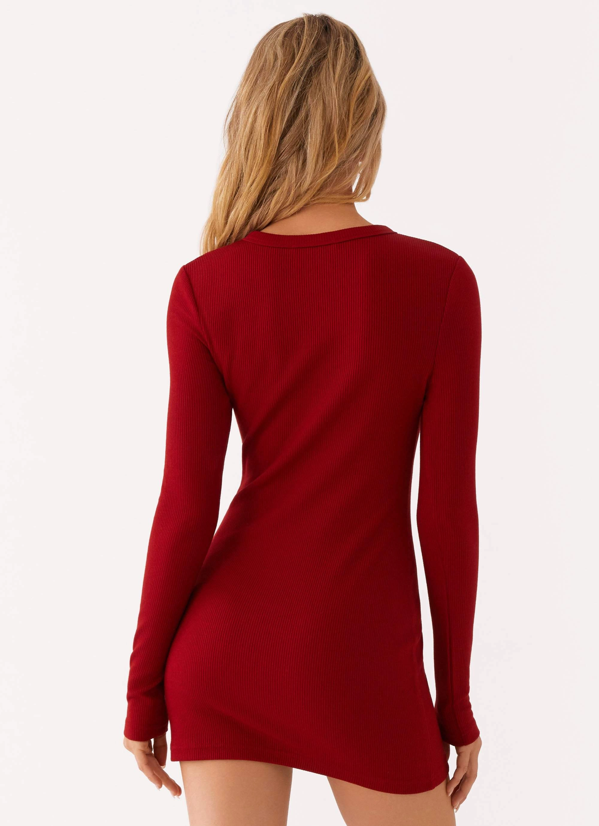 Classy Look Blair Long Sleeve Mini Dress - Red