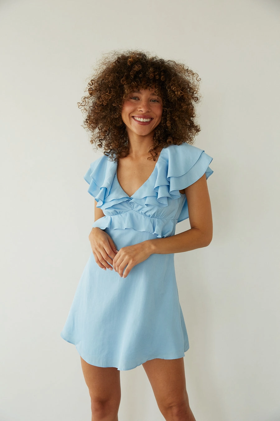 Timeless Fit Look Junie Open Back Flutter Sleeve Mini Dress