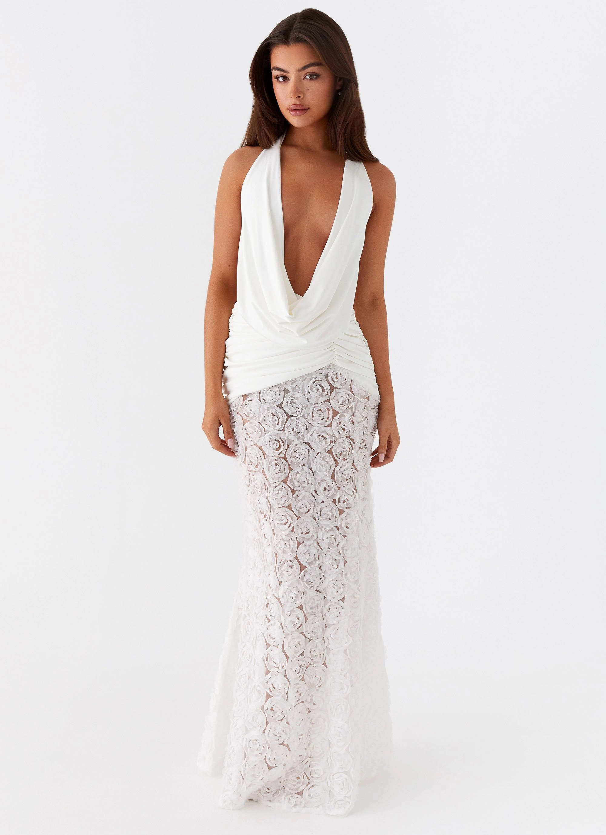 Kita Textured Maxi Dress - White Reversible-Style Work Favorite